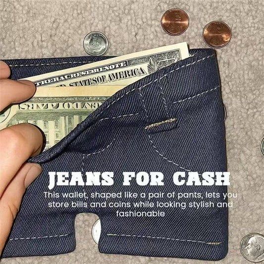 💴Mini Jeans Wallet Foldable Jeans Shape Coin Purse Card Holder