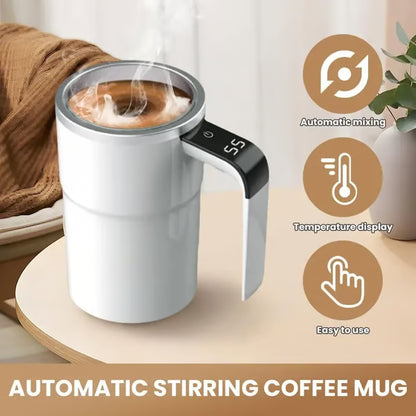 🔥Electric coffee mug with a built-in LCD thermometer, perfect for brewing coffee, milk, cocoa, etc.