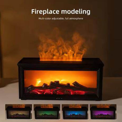 🔥3D Flame Aroma Diffuser Humidifier HY05 With Color Lights Remote Control Timer Essential Oil Fireplace Mist Maker