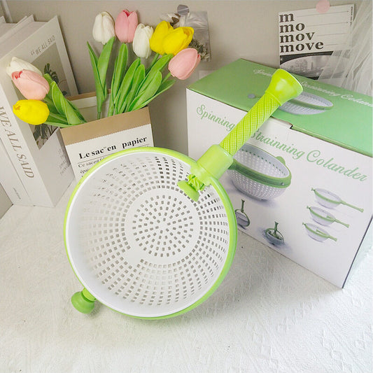 🥗Rotating Drain Basket Salad Tools Household Vegetable And Fruit Salad Rotating Wash Dehydrating Drain Basket Kitchen Tools