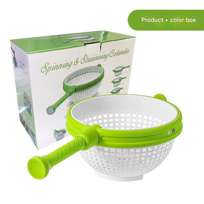 🥗Rotating Drain Basket Salad Tools Household Vegetable And Fruit Salad Rotating Wash Dehydrating Drain Basket Kitchen Tools