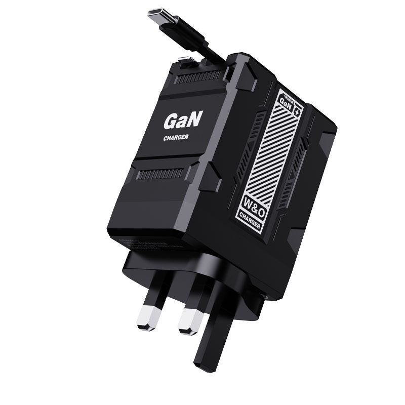 ⚡2-in-1 GaN PD3.0 charger with retractable cable (plug specifications: US standard/UK standard/EU standard).