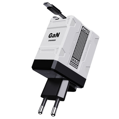 ⚡2-in-1 GaN PD3.0 charger with retractable cable (plug specifications: US standard/UK standard/EU standard).